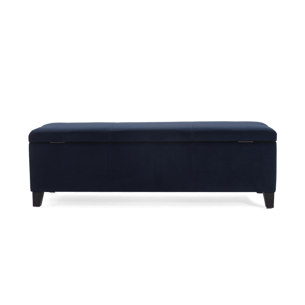 Indoor Dark Blue Storage Ottoman Bench - 51.25''L Upholstered Entryway Bench with Hidden Storage, 300lbs Weight Capacity for Living Room, Bedroom & Hallway - Grand Goldman Shop
