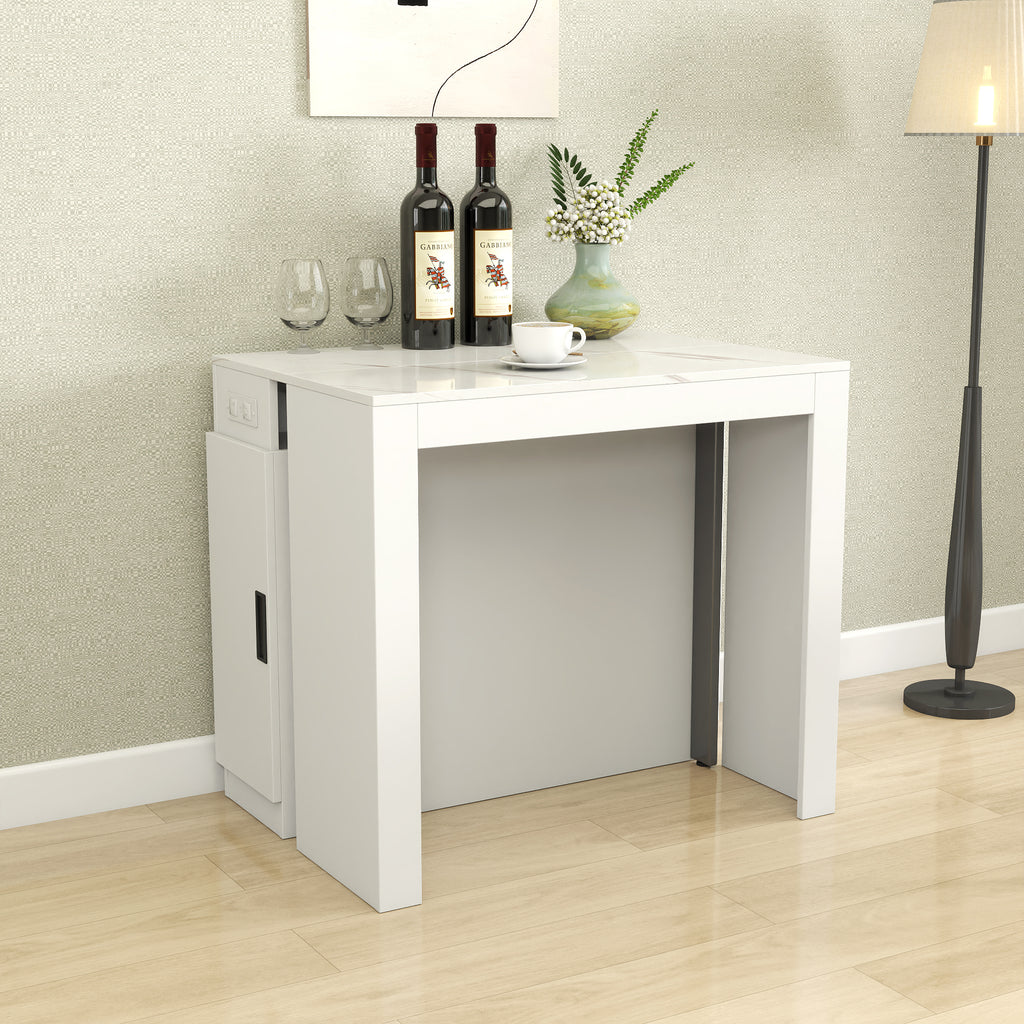 Modern Multifunctional Extendable Dining Table with Outlet, Space Saving Expanding Table with Storage for Party, Weddings, Meetings, Celebrations - Grand Goldman Shop
