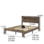 Bed Frame Queen Size, Wood Platform Bed Frame with Storage LED Light Headboard and 2 USB , Noise Free,No Box Spring Needed and Easy Assembly Tool,Large Under Bed Storage,Dark Brown - Grand Goldman Shop
