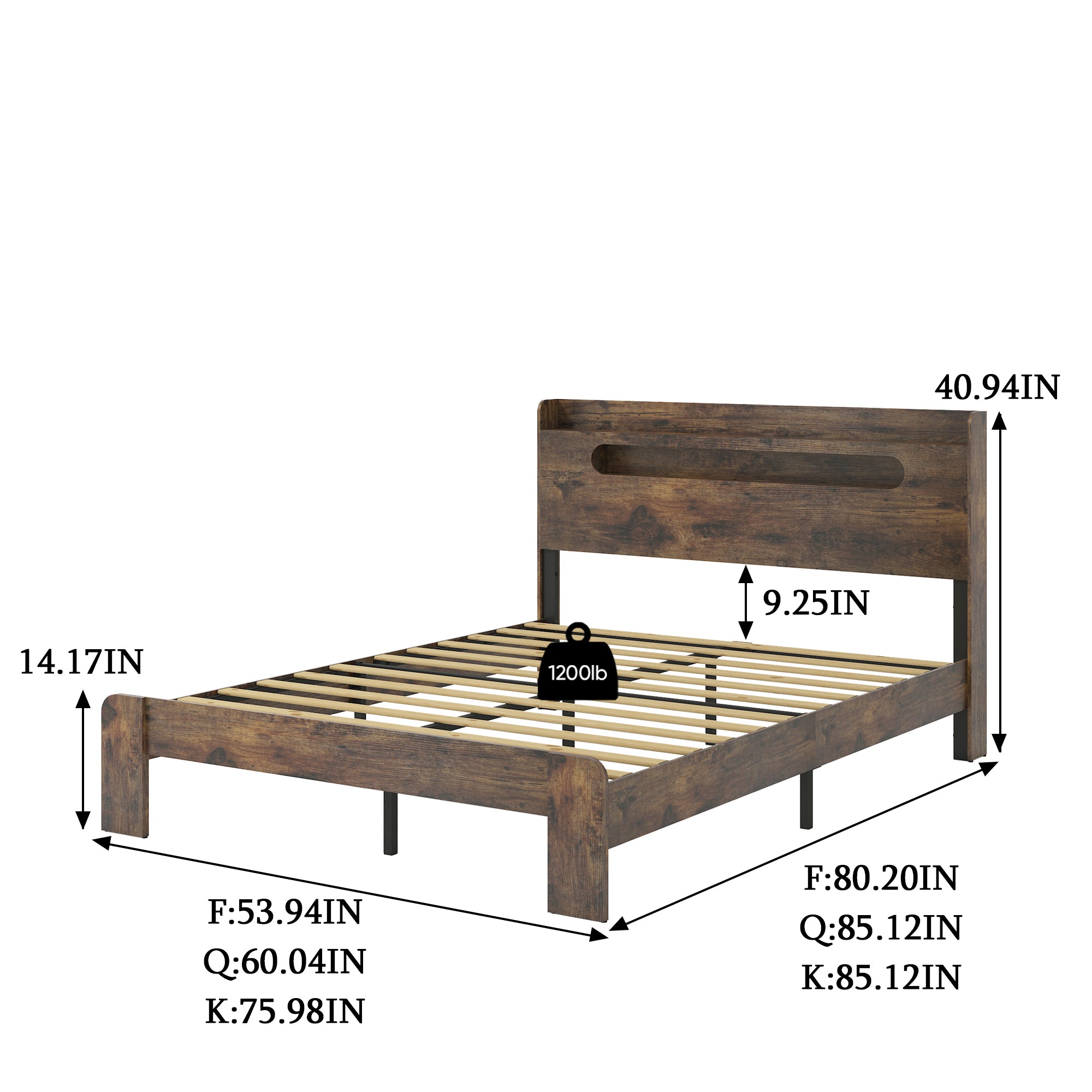 Bed Frame Queen Size, Wood Platform Bed Frame with Storage LED Light Headboard and 2 USB , Noise Free,No Box Spring Needed and Easy Assembly Tool,Large Under Bed Storage,Dark Brown - Grand Goldman Shop