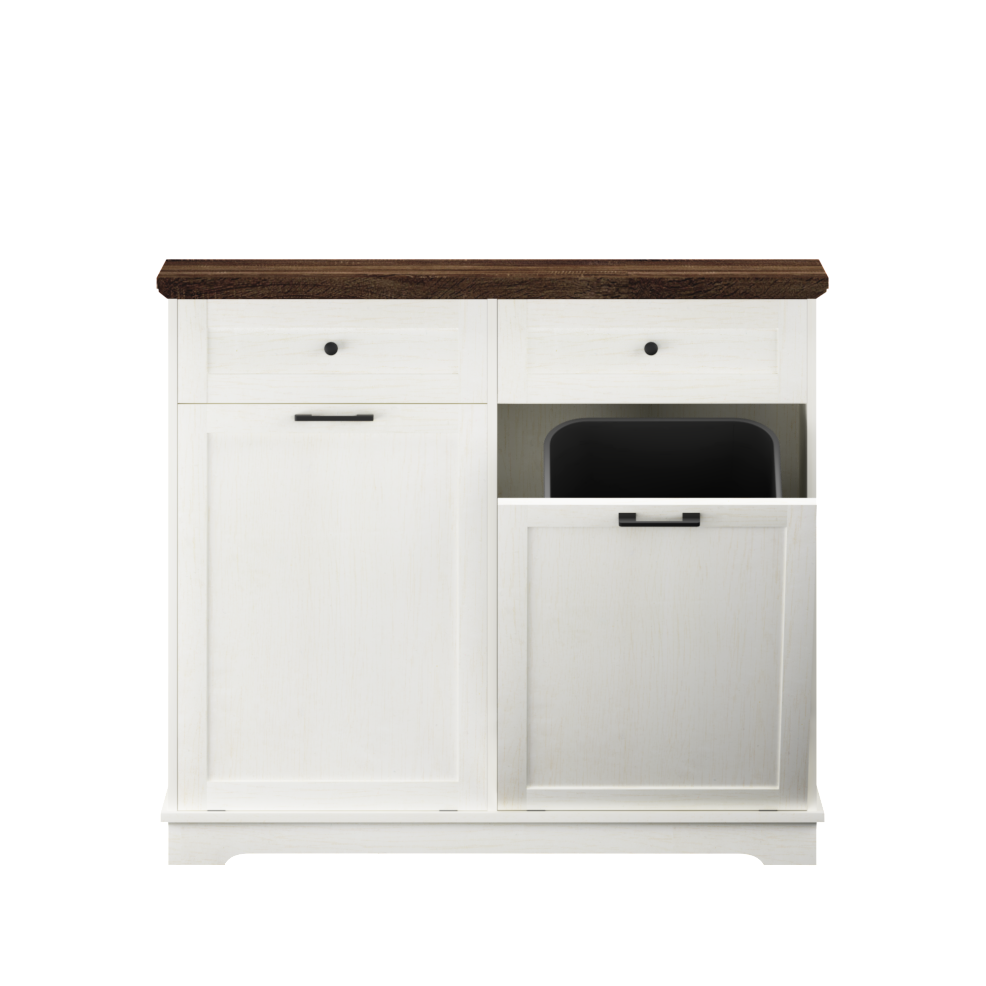 20 Gallon Tilt Out Trash Cabinet Freestanding Trash Bin Cabinet Wood Garbage Recycling Cabinet with Drawer Pet Proof Trash Can Holder for Kitchen Living Room, Antique White (Not include trash can) - Grand Goldman Shop