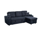 Right-facing sectional sofa with footrest, convertible corner sofa with armrest storage, living room and apartment sectional sofa, right chaise longue and  dark  grey - Grand Goldman Shop