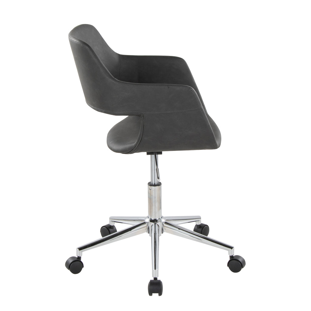 Contemporary Task Chair in Chrome Metal and Grey Faux Leather | Premium Home Decor - Grand Goldman