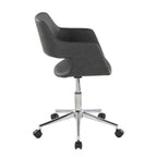 Contemporary Task Chair in Chrome Metal and Grey Faux Leather | Premium Home Decor - Grand Goldman