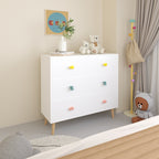 Kids 3 Drawer Dresser, White Nursery Storage Cabinet with Anti-Tip Safety Feature, Solid Wood and MDF Construction, Compact D