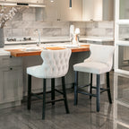 A&A Furniture,Contemporary Velvet Upholstered Wing-Back Barstools with Button Tufted Decoration and Wooden Legs, and Chrome Nailhead Trim, Leisure Style Bar Chairs,Bar stools, Set of 2 (Beige),SW1824B - Grand Goldman Shop