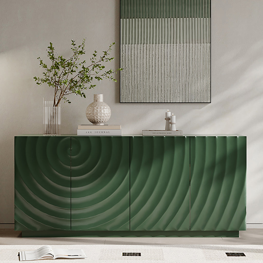 Sideboard Buffet Cabinet, 59'Green Accent Cabinet with 4 Doors, Mid Century Modern Pantry Cabinet, Wood Buffet Cabinet, Media Cabinet, Console Cabinet, Cabinet for Entryway, Living Room, Dining Room - Grand Goldman Shop