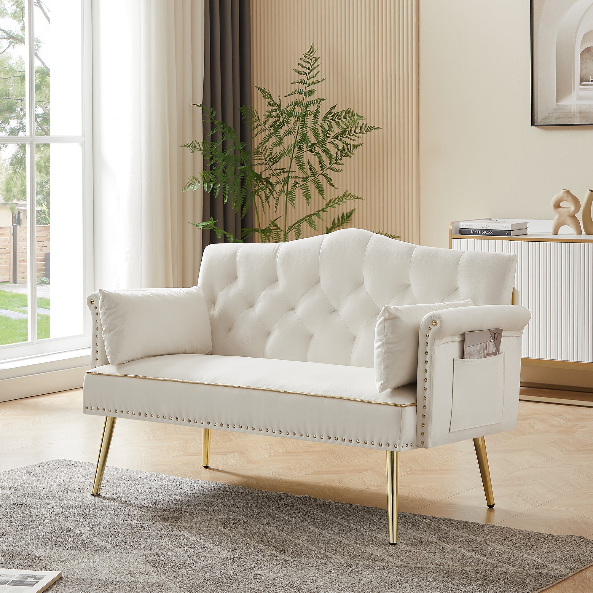 CREAM WHITE  2 SEATER SOFA - Grand Goldman Shop