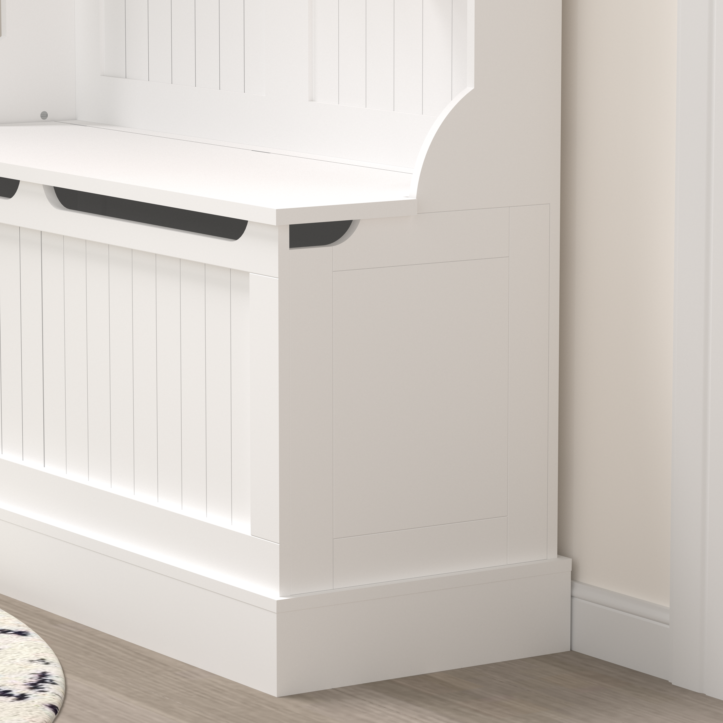 Entryway Bench with Standing Coat Rack, Hall Tree with Shoe Storage Bench, Entryway Organizer with 5 Hooks, White - Grand Goldman Shop
