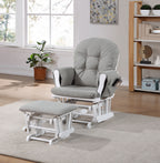 Mason Glider and Ottoman White Wood and Oyster Fabric - Grand Goldman Shop