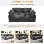 Stylish Modular U-Shaped Sectional Sofa with USB Ports, Black Chenille, 86.6' - Grand Goldman Shop