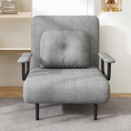 Folding Sofa Bed 5-in-1 Convertible Chair with Adjustable Backrest and Pillow, Grey Flannelette, Compact Design - Grand Goldman Shop