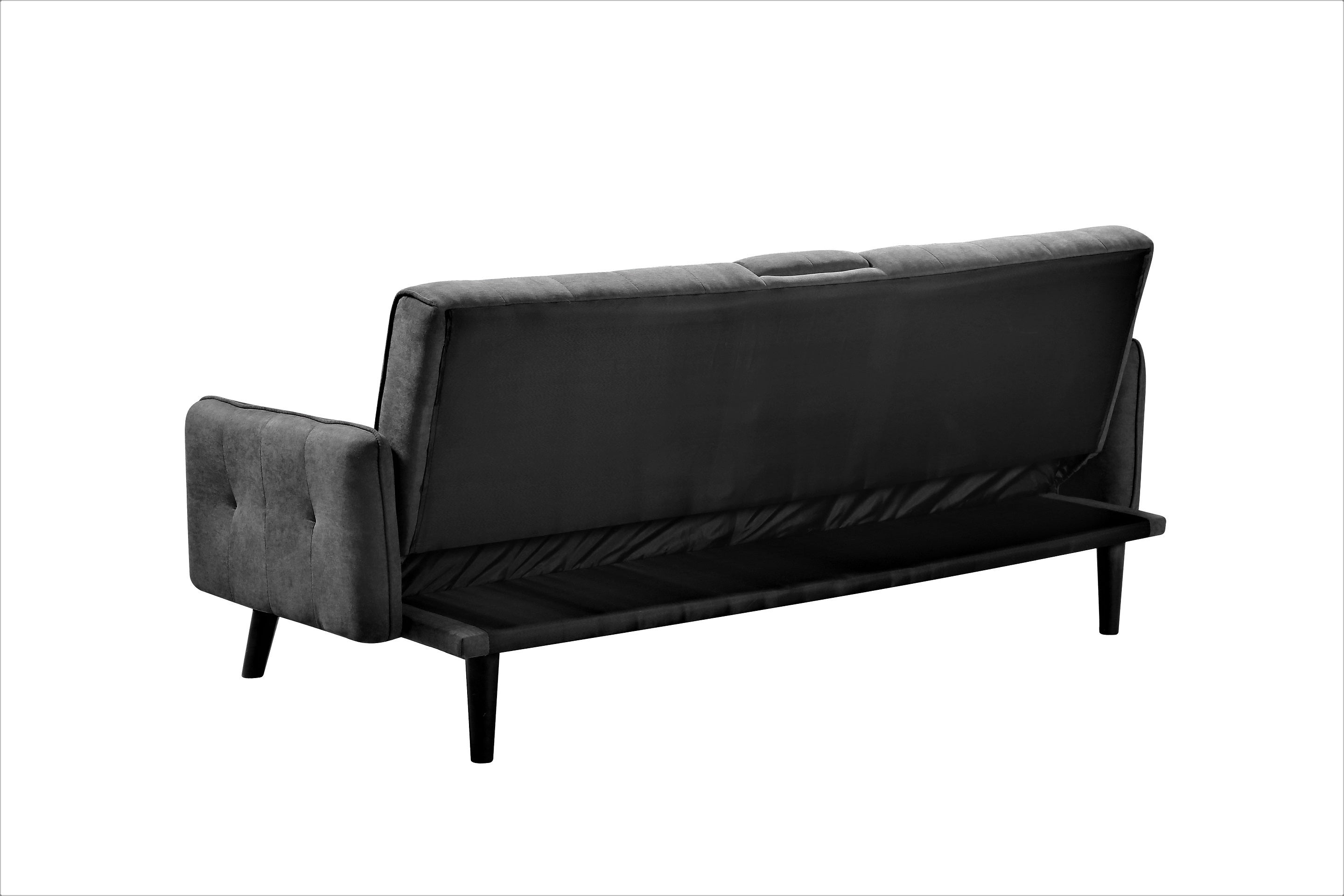 72' Sleeper Sofa Bed - Convertible Folding Backrest to Full Bed with Cup Holder & Drop-Down Table - Space Saving Linen Sofa for Small Spaces - Easy Assembly, Dark Grey - Grand Goldman Shop