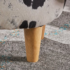 Cow-Shaped Ottoman Footstool, Black and White Modern Accent Stool with Velvet Horns, Fabric Body, Birch Legs - Grand Goldman Shop