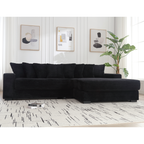 [NEW ARRIVED] [VIDEO PROVIDED] Oversized Two-Piece  Couches,  L Shaped Sofa, Corduroy, Right Chaise Daybed,with Armrests,Eight Throw Pillows,Corner Sofa,Easy To Assemble,  Black - Grand Goldman Shop