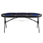 8 Player Foldable Poker Table, Blackjack Texas Holdem Poker Table with Padded Rails and Stainless Steel Cup Holders, Portable