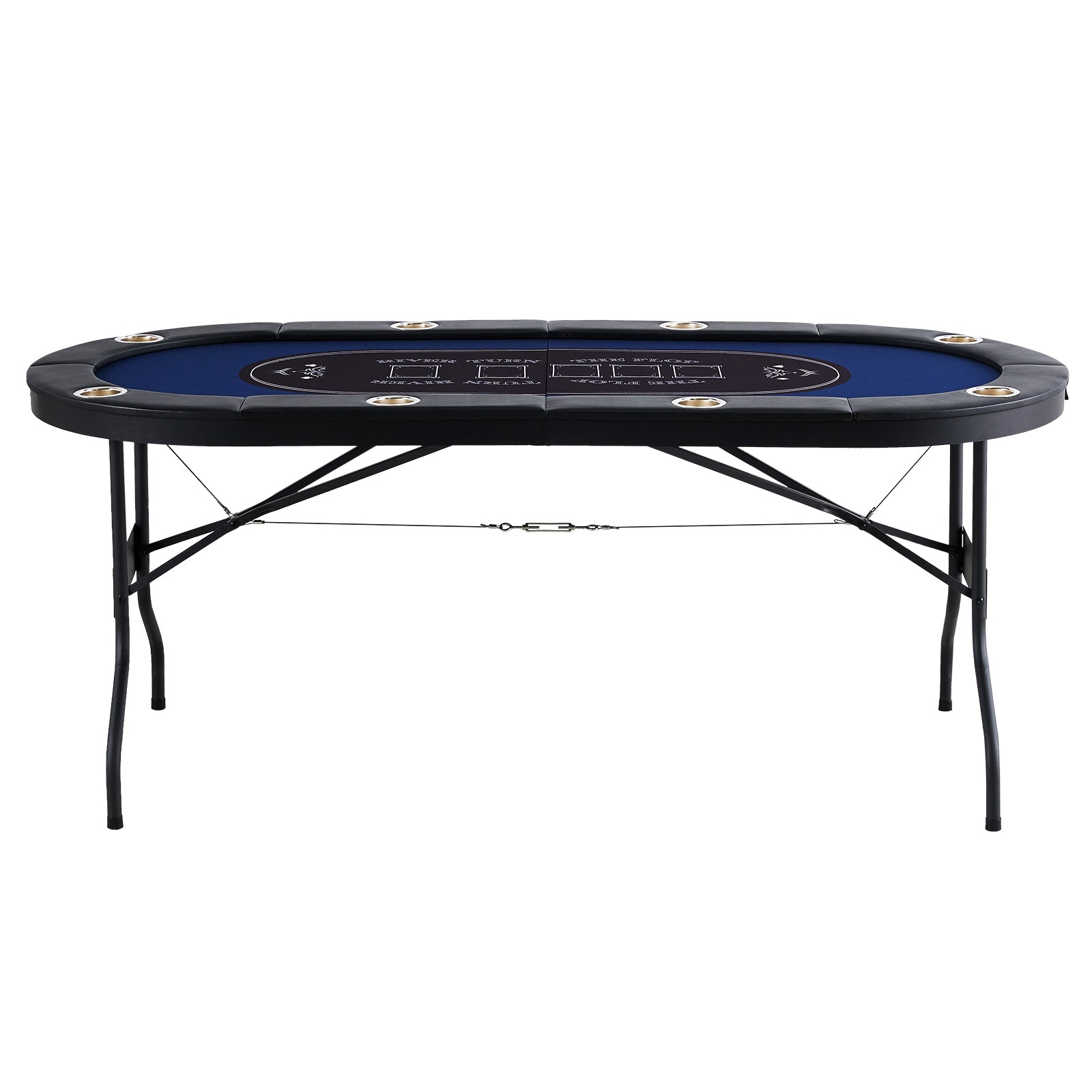 8 Player Foldable Poker Table, Blackjack Texas Holdem Poker Table with Padded Rails and Stainless Steel Cup Holders, Portable