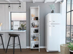 Hobart Pantry, Four Legs, Three Interior Shelves, Two Shelves, Two Cabinets -White - Grand Goldman