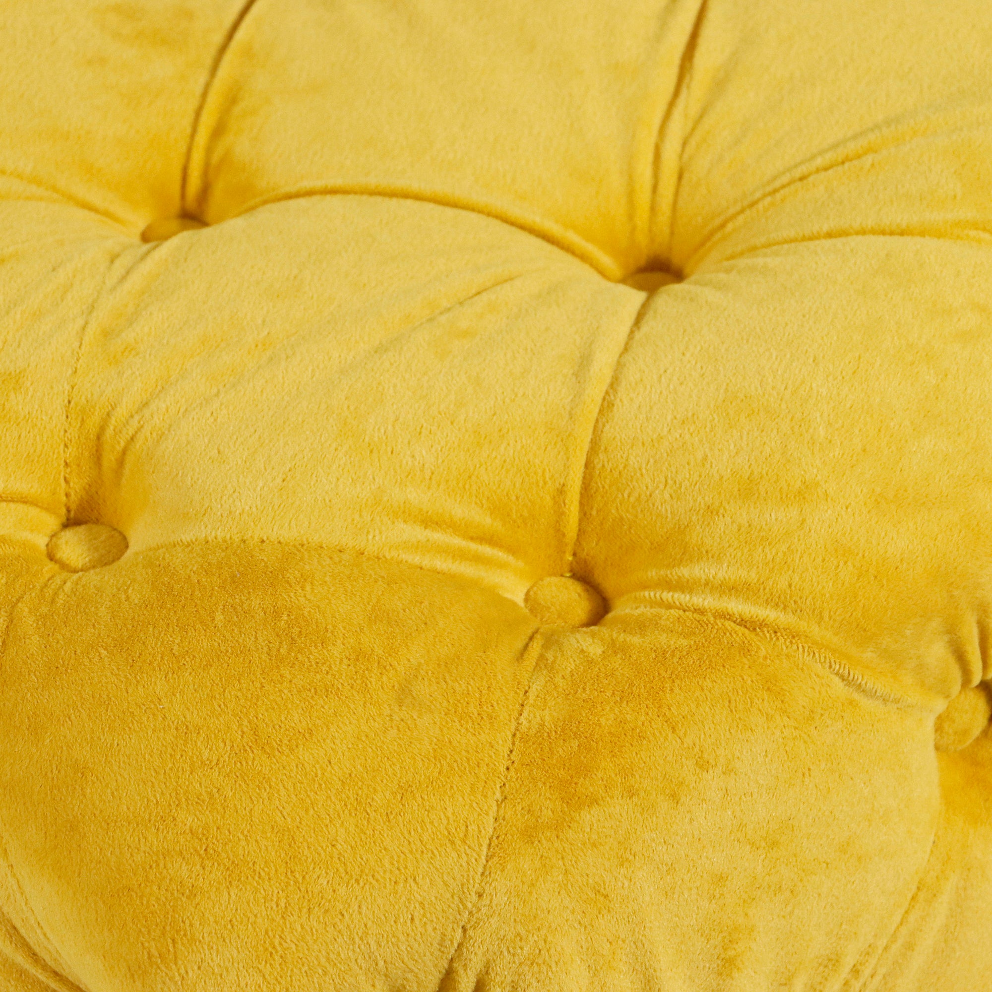 Yellow Modern Velvet Upholstered Ottoman, Exquisite Small End Table, Soft Foot Stool, Dressing Makeup Chair, Comfortable Seat for Living Room, Bedroom, Entrance - Grand Goldman Shop