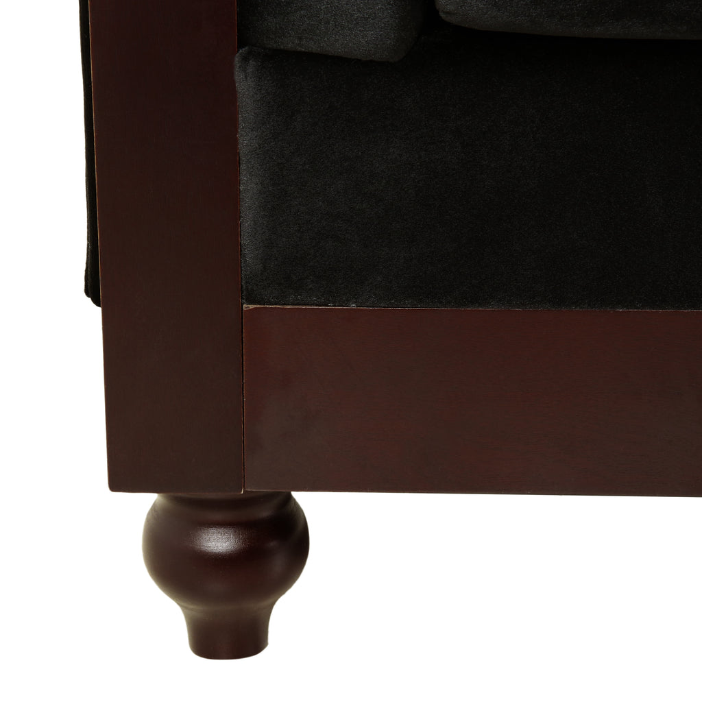 VIVALUX Chesterfield Velvet Loveseat Sofa, 2-Person Rolled Arm Upholstered Couch, Black, Pine Wood Frame, 59.44' - Grand Goldman Shop