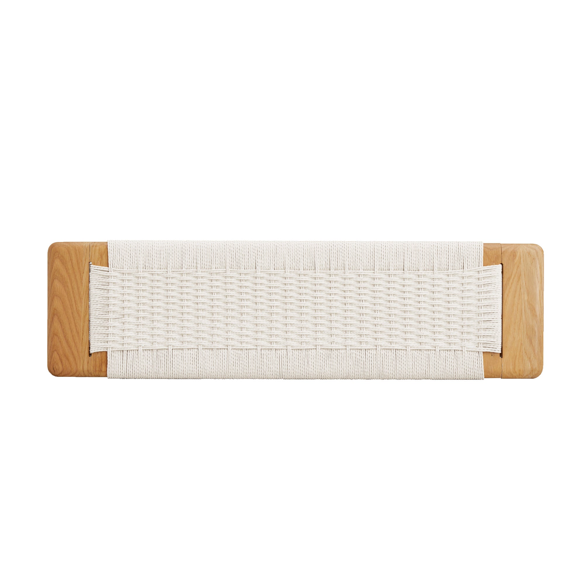 Design Natural Oak Wood Dining Bench Bed Bench with Handwoven Cane Seat in White - Grand Goldman Shop