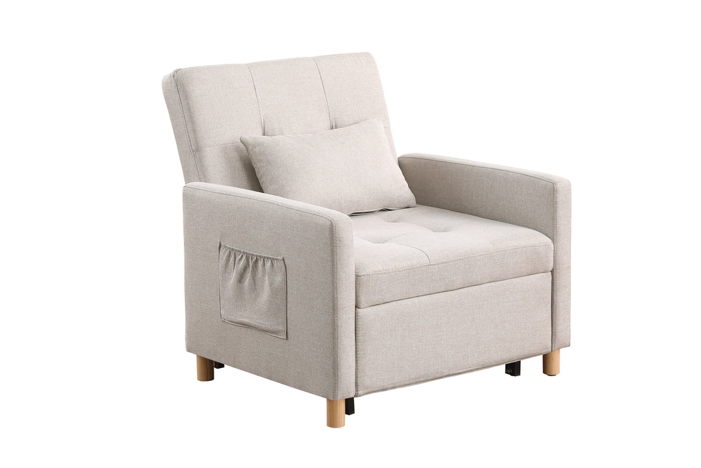 Convertible Sleeper Sofa Chair Bed, Adjustable Chair with Pillow, Multi-Functional Sleeper Chair with Soft Fabric for Living Room, Dorm, Apartment, Bedroom or Office - Grand Goldman Shop