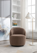 Teddy Fabric Swivel Accent Armchair Barrel Chair With Black Powder Coating Metal Ring,Coffee Brown - Grand Goldman Shop
