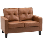 HOMCOM 51' Wide Loveseat with Armrest, 2-Seater Tufted PU Leather Double Sofa, Brown - Grand Goldman Shop
