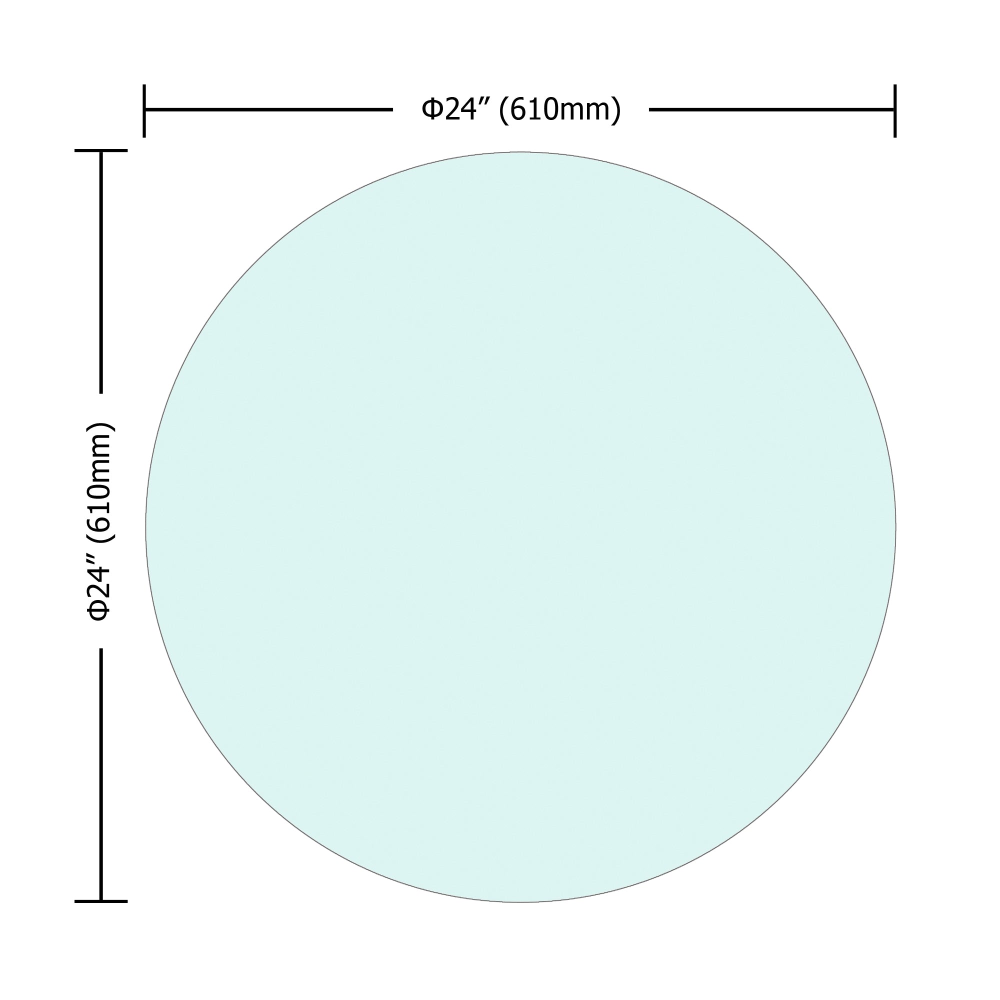 24' Inch Round Tempered Glass Table Top Clear Glass 1/4' Inch Thick Round Polished Edge - Grand Goldman Shop