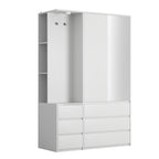 Wardrobe Closet 71.7' H, Bedroom Wooden Wardrobe with 2 Doors 6 Drawers, Modern Clothing Storage Cabinet Combination with Storage Shelves and Hanging Rail, White - Grand Goldman Shop