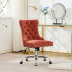A&A Furniture Office Chair,Modern Chenille Upholstered Tufted Button Home Office Chair with Chrome Metal Base,Adjustable Desk
