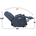 Power Lift Recliner Chair with Massage and Heat for Elderly, Overstuffed Wide Recliners, Heavy Duty Motion Mechanism with USB and Type C Ports, 2 Steel Cup Holders, Blue - Grand Goldman Shop