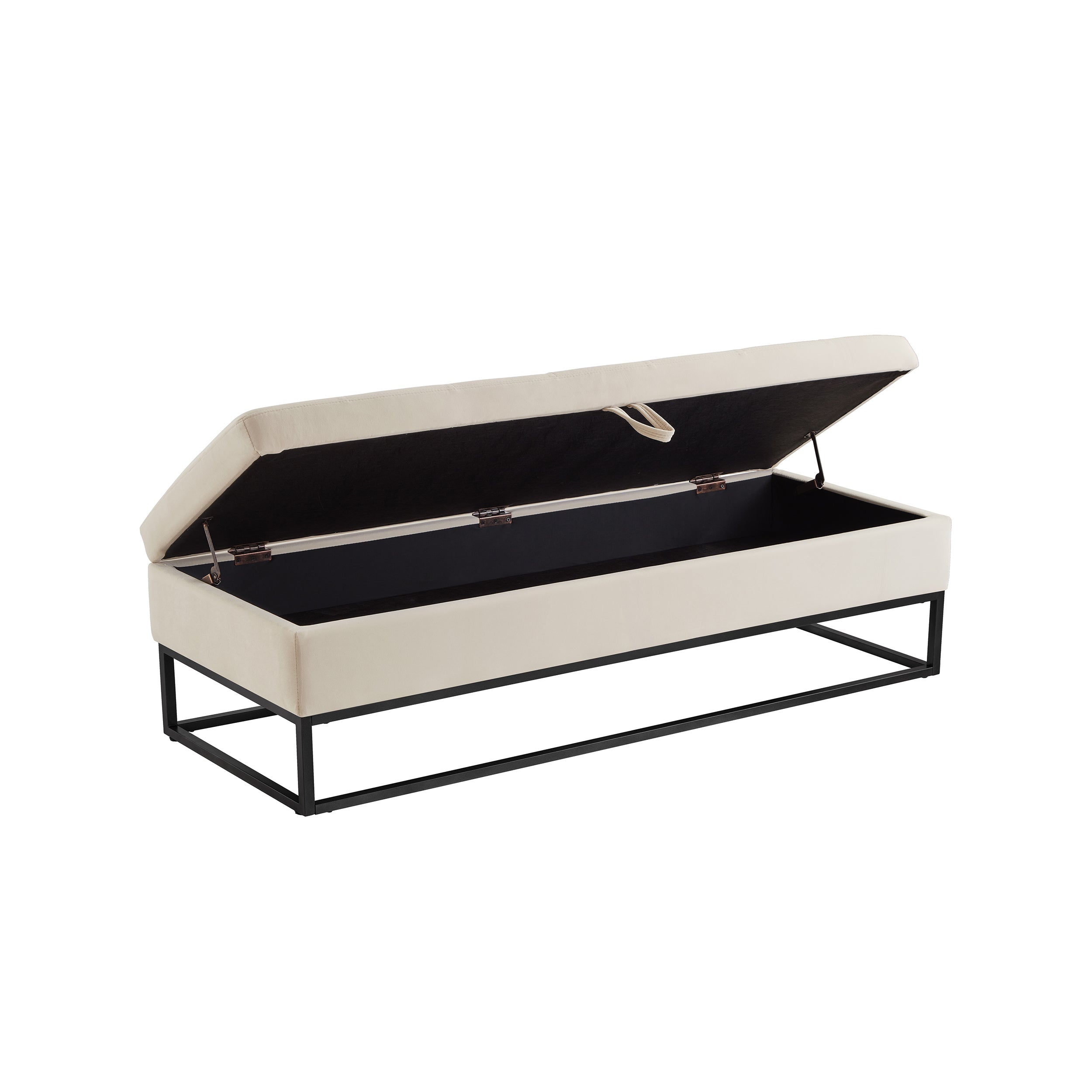 58.6' Bed Bench Metal Base with Storage Beige Velvet - Grand Goldman Shop