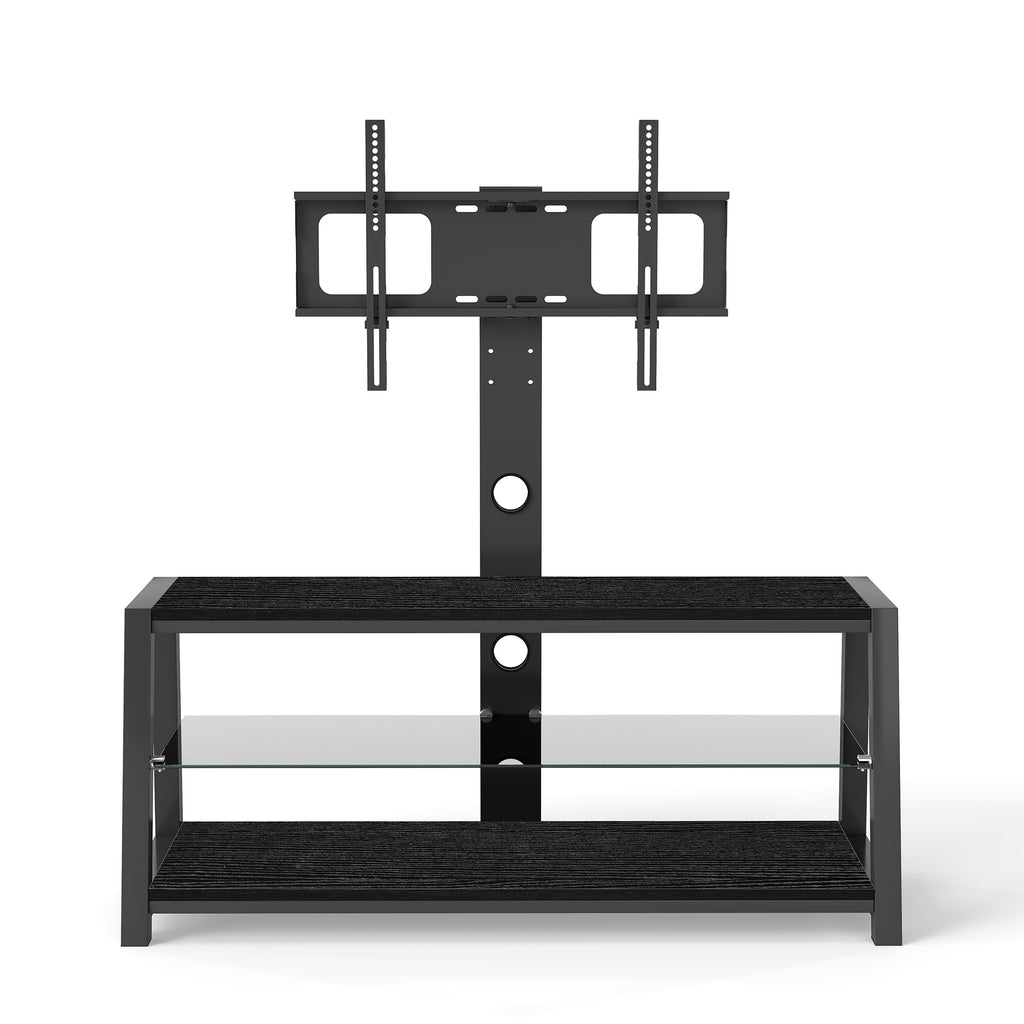 Wooden Storage TV Stand Black Tempered Glass Height Adjustable Universal Swivel Entertainment Center With Mount TV Stand,black - Grand Goldman Shop