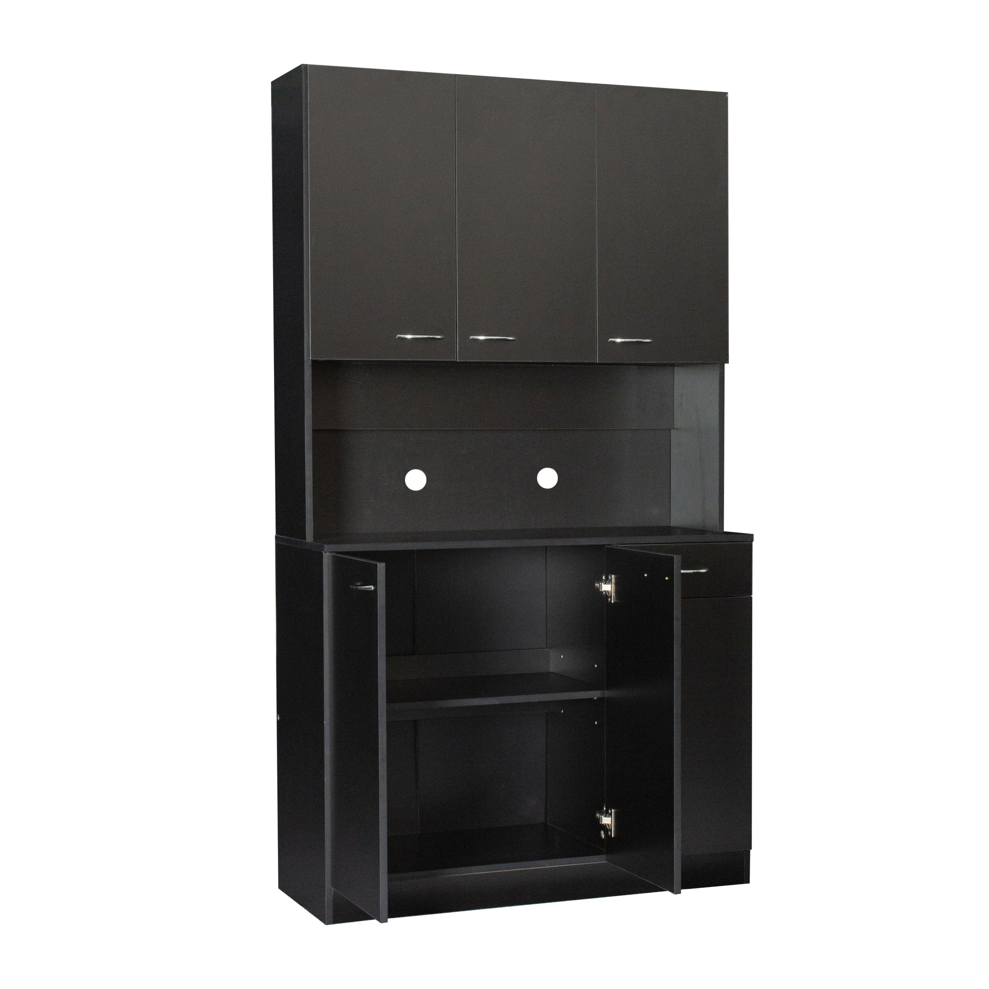 70.87' Tall Wardrobe& Kitchen Cabinet, with 6-Doors, 1-Open Shelves and 1-Drawer for bedroom,Black - Grand Goldman Shop
