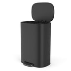 13 Gallon 50L Kitchen Foot Pedal Operated Soft Close Trash Can - Stainless Steel Ellipse Bustbin - BLACK - Grand Goldman Shop