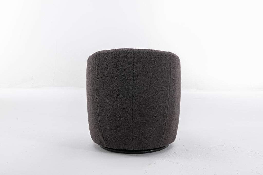 Teddy Fabric Swivel Accent Armchair Barrel Chair With Black Powder Coating Metal Ring,Dark Gray - Grand Goldman Shop