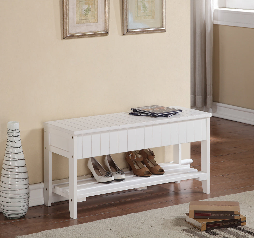 Quality Solid Wood Shoe Bench with Storage, White - Grand Goldman Shop