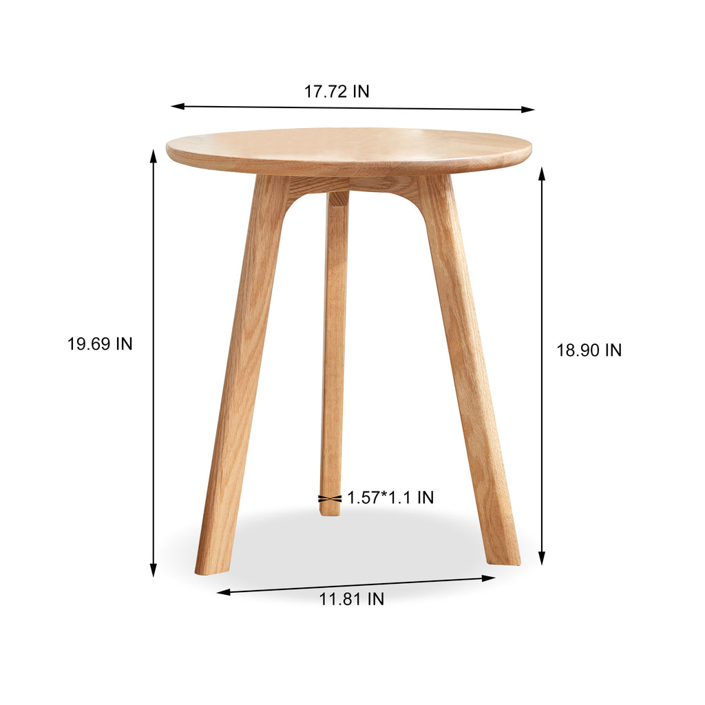 Round End Table- Small End Table Side Table Coffee Table Bedside Table Night Stand for Living Room Bedroom & Balcony, 100% Natural Solid Oak Wood Easy to Assemble - Grand Goldman Shop