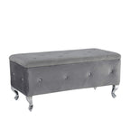 Tufted Storage Ottoman Bench For Bedroom End Of Bed Large Upholstered Storage Benches Footrest With Crystal Buttons For Living Room Entryway (Grey) - Grand Goldman Shop