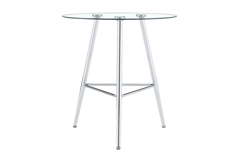 36 Inch Height Bar Table, 34 Inch Round Tempered Glass Top Pub Table with Chrome-Plated Silver Metal Legs, Modern Bistro Table for Kitchen Island/Bar/Cafe - Grand Goldman Shop