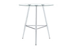 36 Inch Height Bar Table, 34 Inch Round Tempered Glass Top Pub Table with Chrome-Plated Silver Metal Legs, Modern Bistro Table for Kitchen Island/Bar/Cafe - Grand Goldman Shop