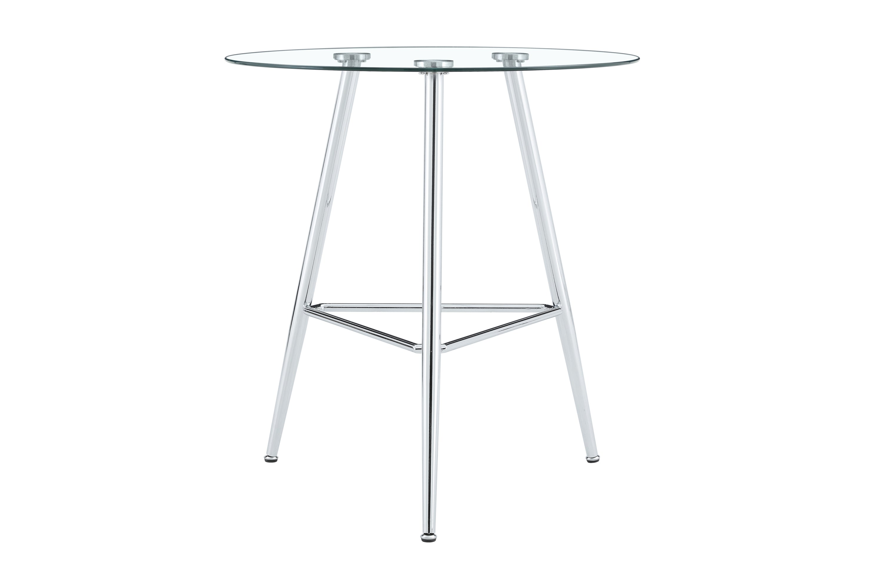 36 Inch Height Bar Table, 34 Inch Round Tempered Glass Top Pub Table with Chrome-Plated Silver Metal Legs, Modern Bistro Table for Kitchen Island/Bar/Cafe - Grand Goldman Shop