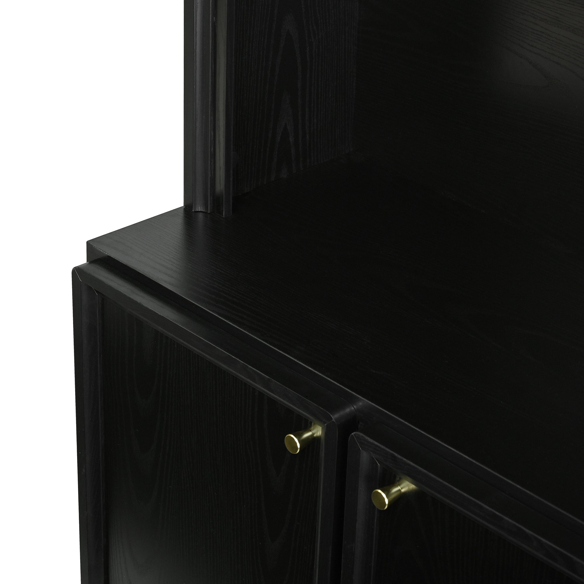 ON-TREND Farmhouse All-in-One Hall Tree with Adjustable Shelves, Retro Arched Entryway Storage Bench with 3 Cabinets, Wooden Coat Rack Organizer with 4 Golden Hooks for Mudroom, Hallway, Black - Grand Goldman Shop