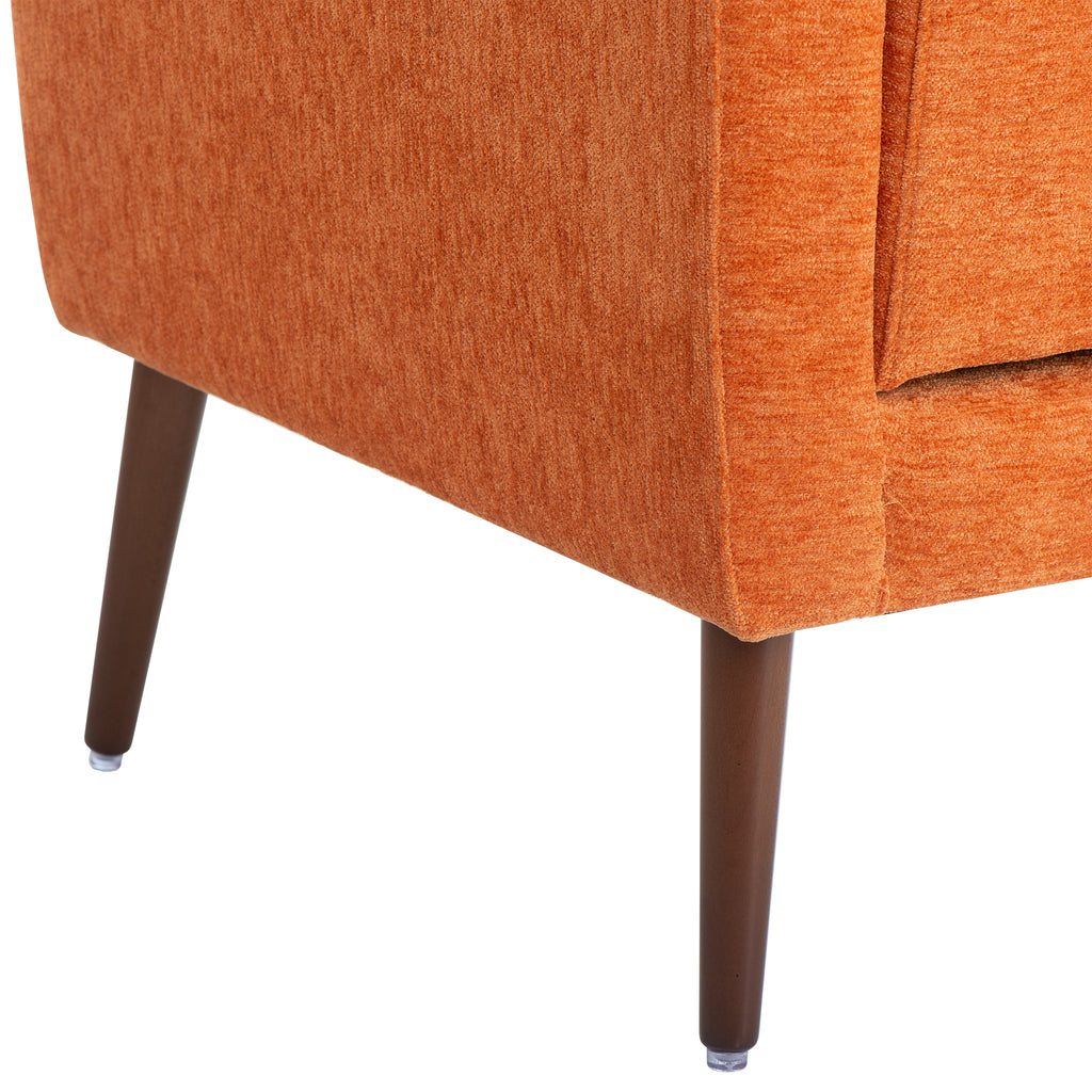 Modern Accent Chair,Chenille Arm Chairs for Living Room,Upholstered Mordern Armchair,Comfy Soft Padded Lounge Chair in Small Space, Bedroom, w/Pillow, Solid Wood Leg (Orange) - Grand Goldman Shop