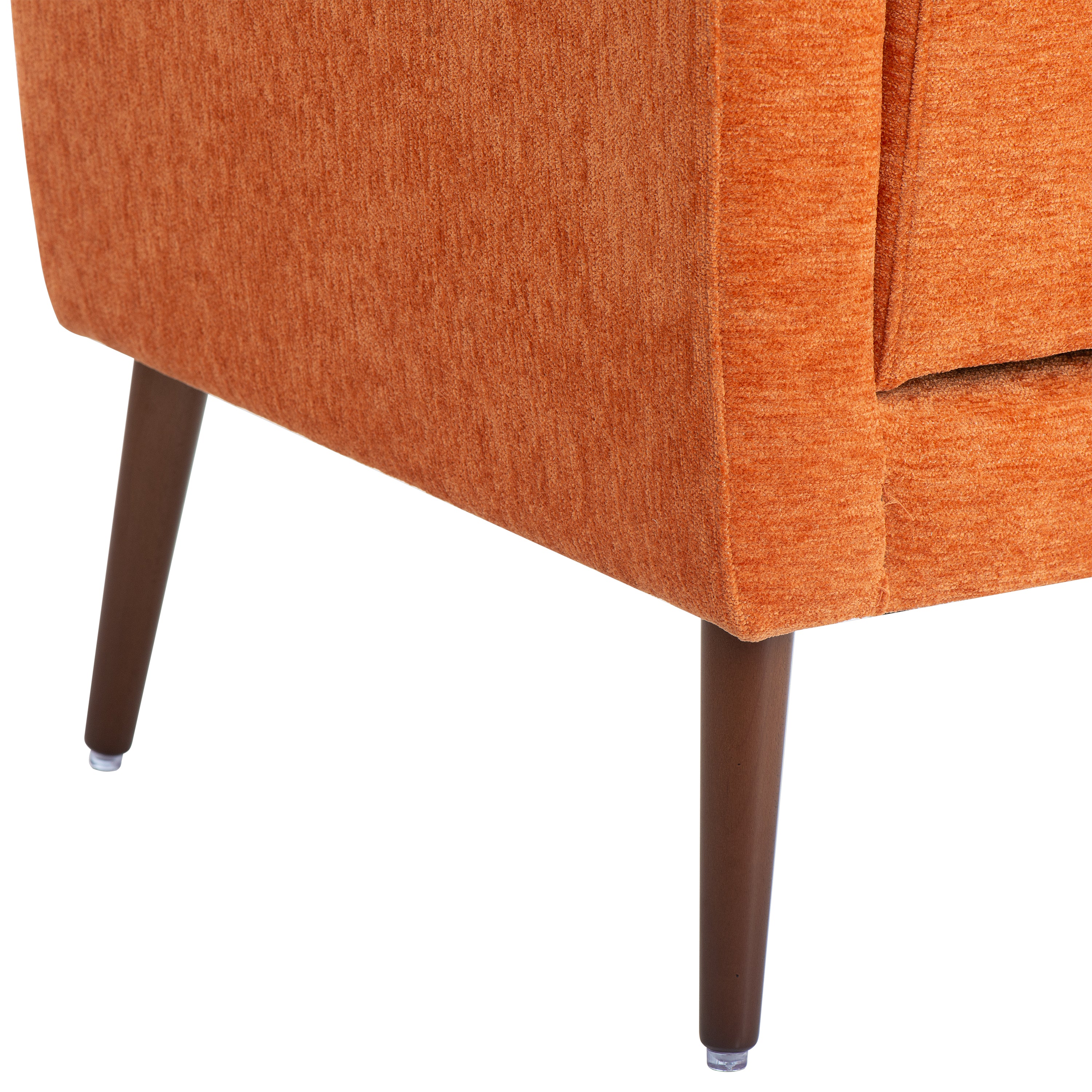 Modern Accent Chair,Chenille Arm Chairs for Living Room,Upholstered Mordern Armchair,Comfy Soft Padded Lounge Chair in Small Space, Bedroom, w/Pillow, Solid Wood Leg (Orange) - Grand Goldman Shop