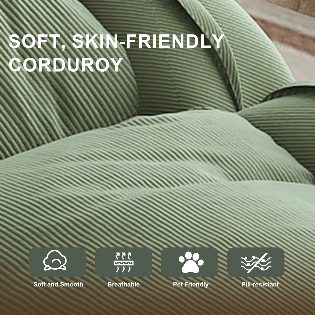 Green Upholstered Human Dog Bed with 5 Adjustable Positions, Foldable Lazy Sofa Bed for Adults and Pets, Includes 2 Soft Pillows for Bedroom, Living Room, Reading Corner - Grand Goldman Shop