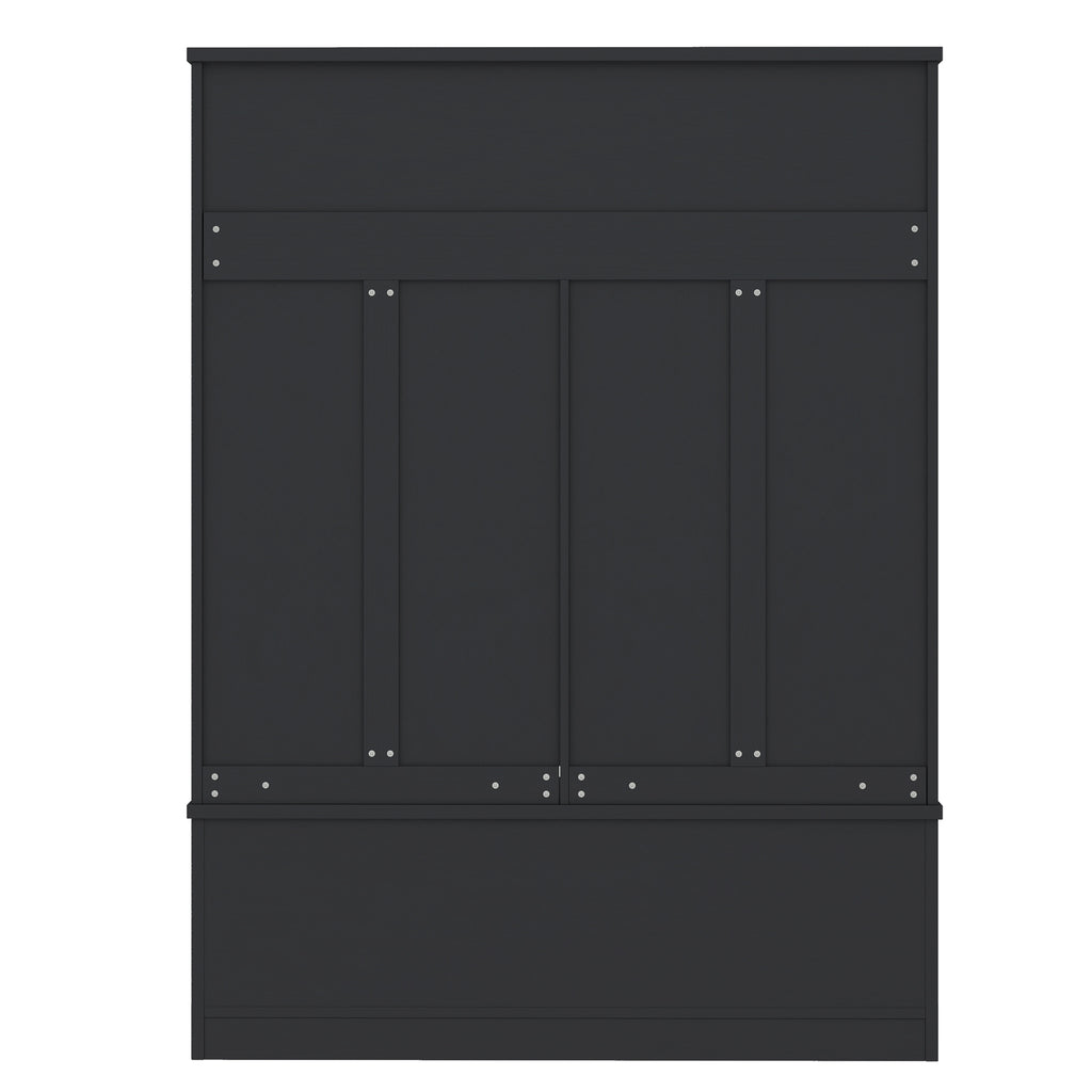 Modern Hallway Hall Tree with Metal Hooks and Storage Space, Multi-Functional Entryway Coat Rack with Shoe Cubbies, Black - Grand Goldman Shop