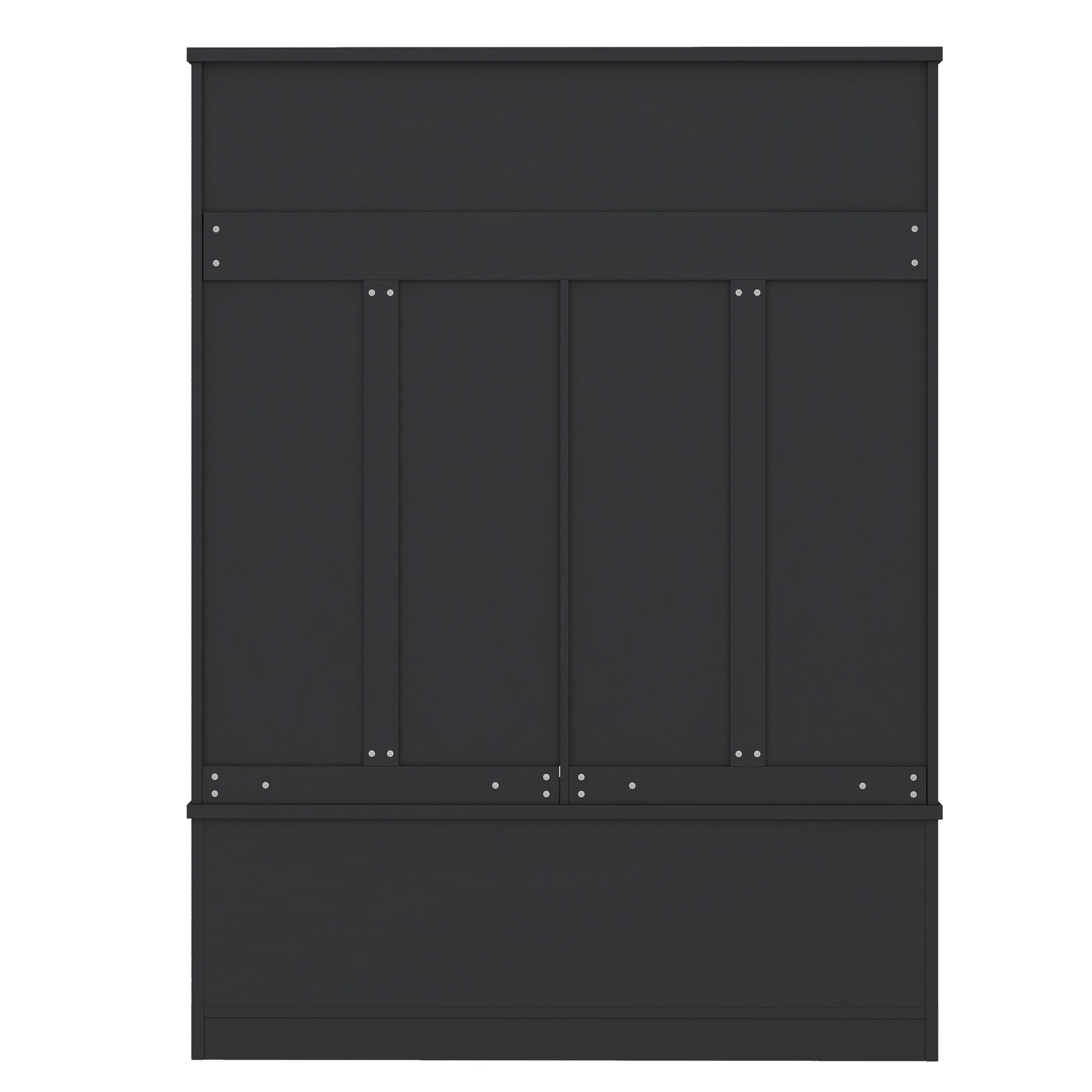 Modern Hallway Hall Tree with Metal Hooks and Storage Space, Multi-Functional Entryway Coat Rack with Shoe Cubbies, Black - Grand Goldman Shop
