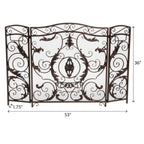 Waterbury Traditional Fireplace Screen with Gold Flower on Black Iron Frame, 53.50x36.50 - Grand Goldman Shop